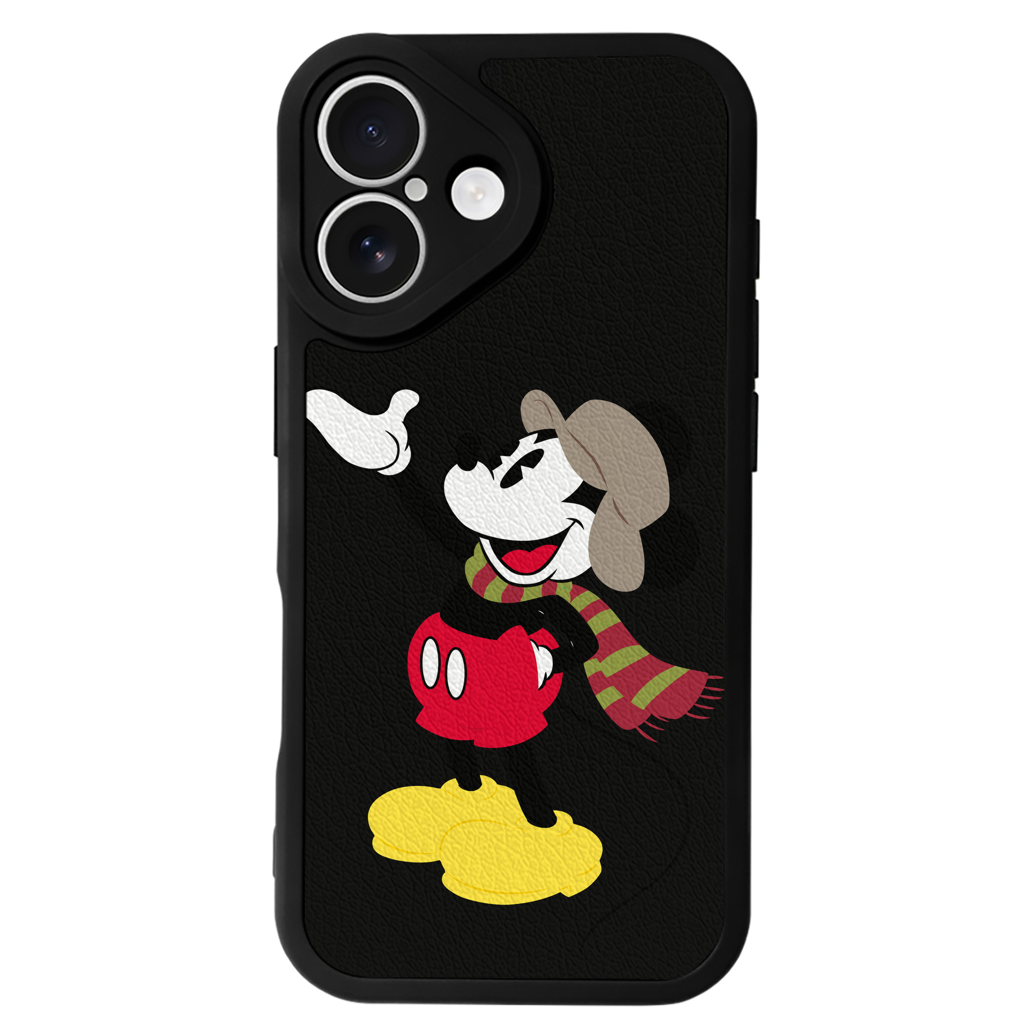 （画像用） ミッキーマウス Mickey Mouse 【iPhone 16シリーズ対応】シリコンスマホケース（レザー調） 材質：シリコン